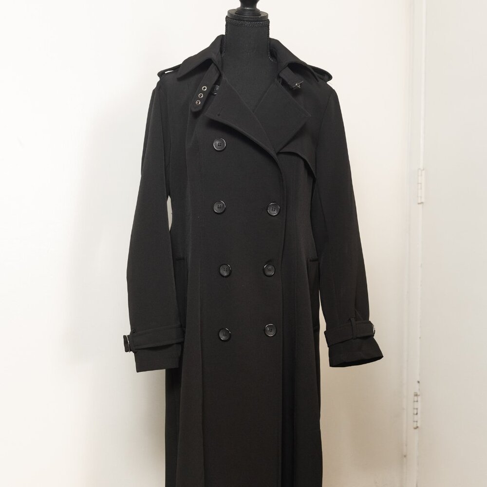 Women's Double Breasted Duster Trench Coat Slim Full Length Maxi Long Overcoat